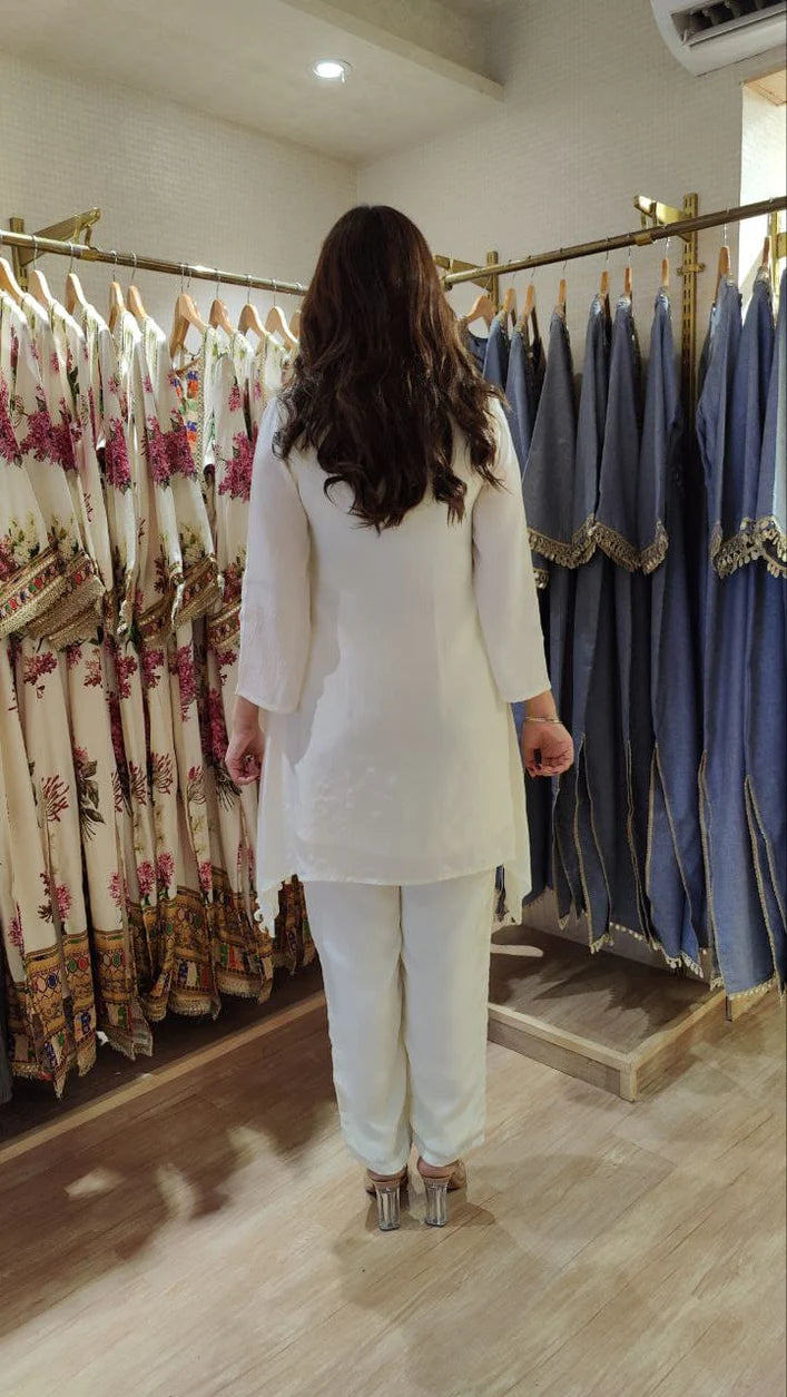 Mirror Blue C Cut Kurta With Pants