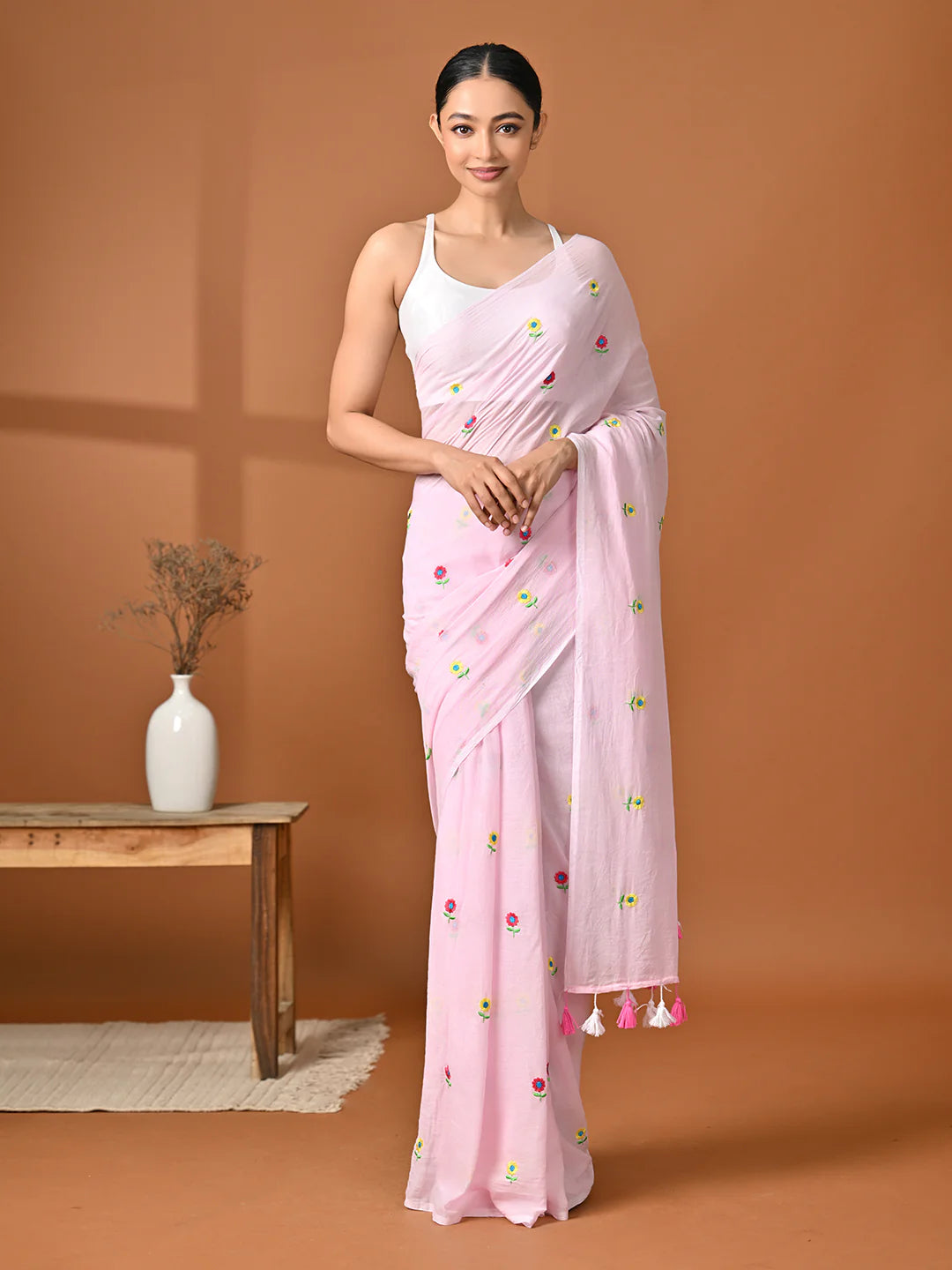 Traditional embroidered saree