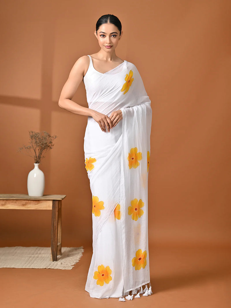 Unique painted cotton saree