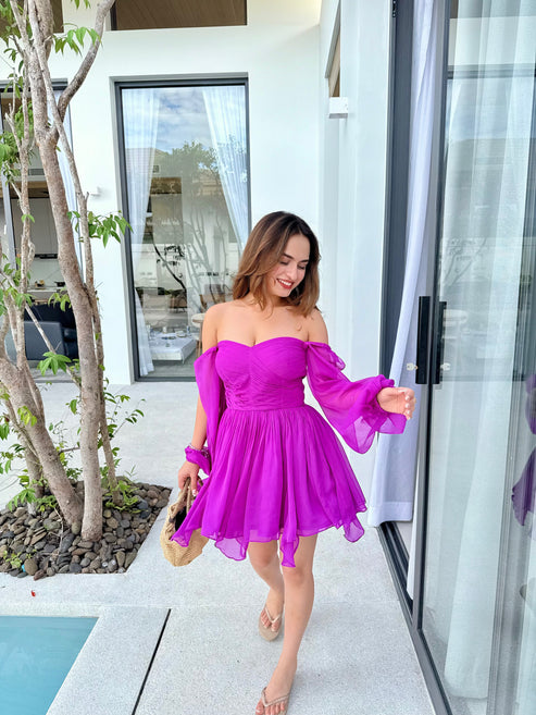 Rory Purple Coquette Draped Dress
