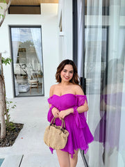 purple evening dress