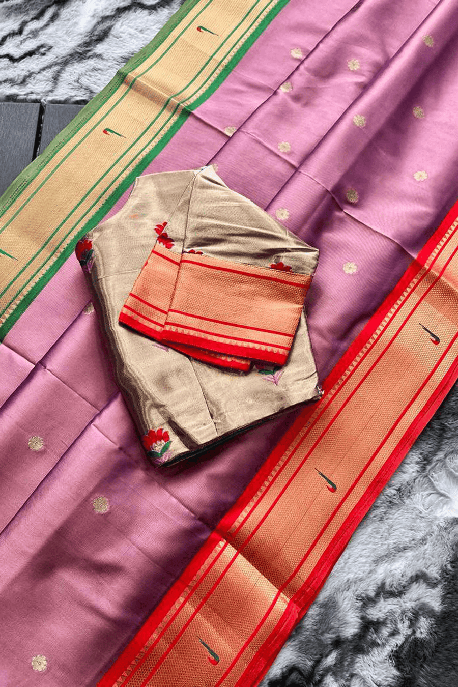 Rose Gold Ready to Wear Kamal Paithani Saree