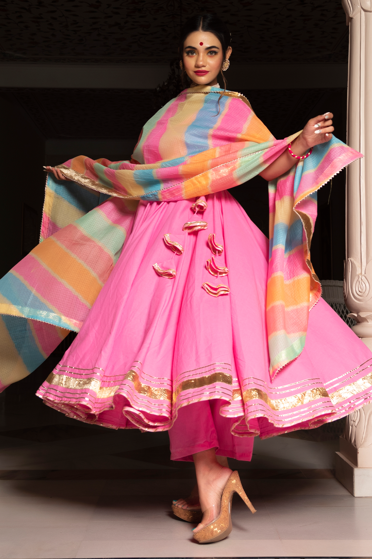 Cotton angrakha suit for women
