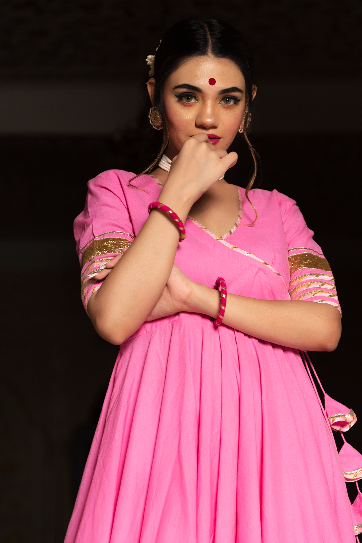 Cotton angrakha set with gotta work