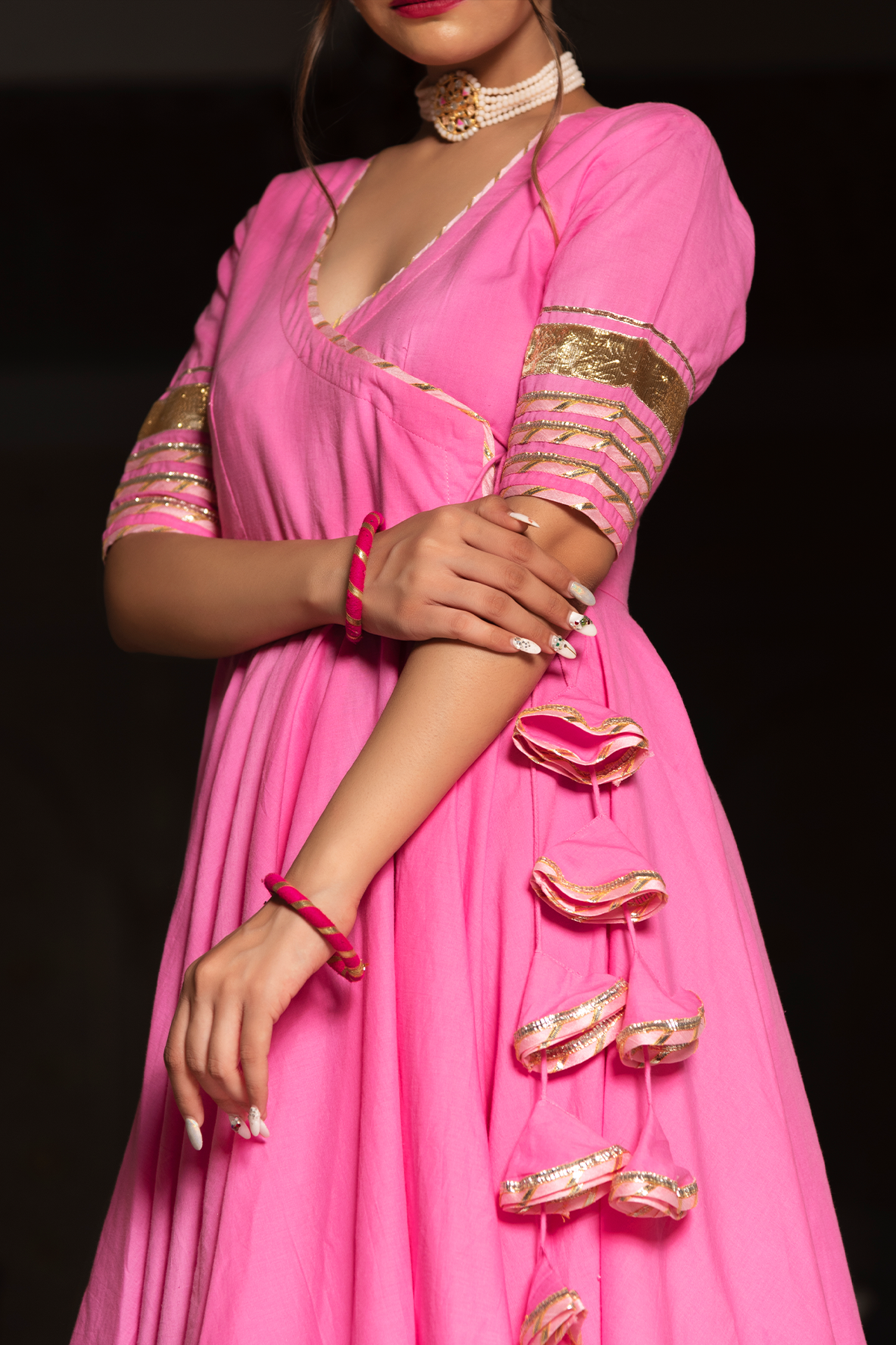 Rose pink kurta with matching pants