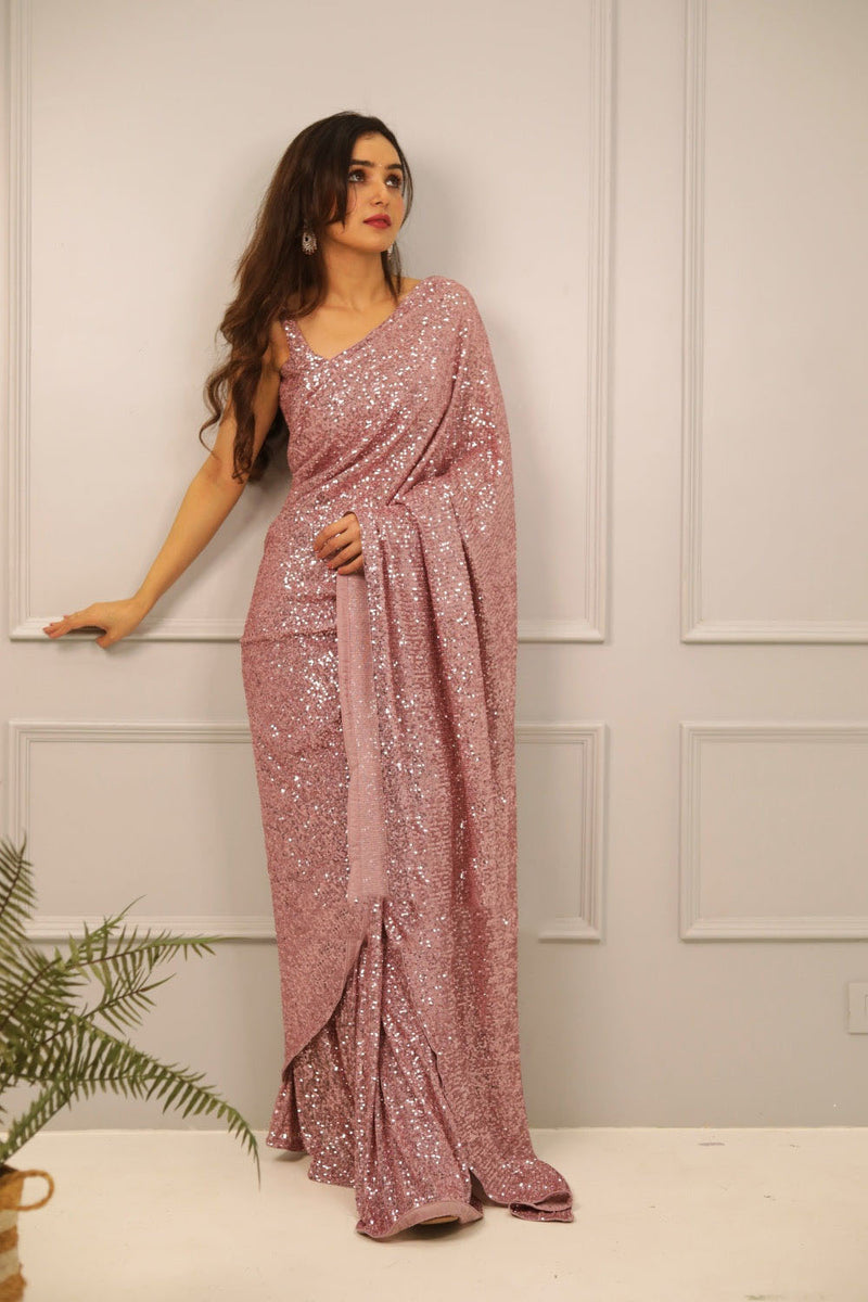 Designer net sequin saree