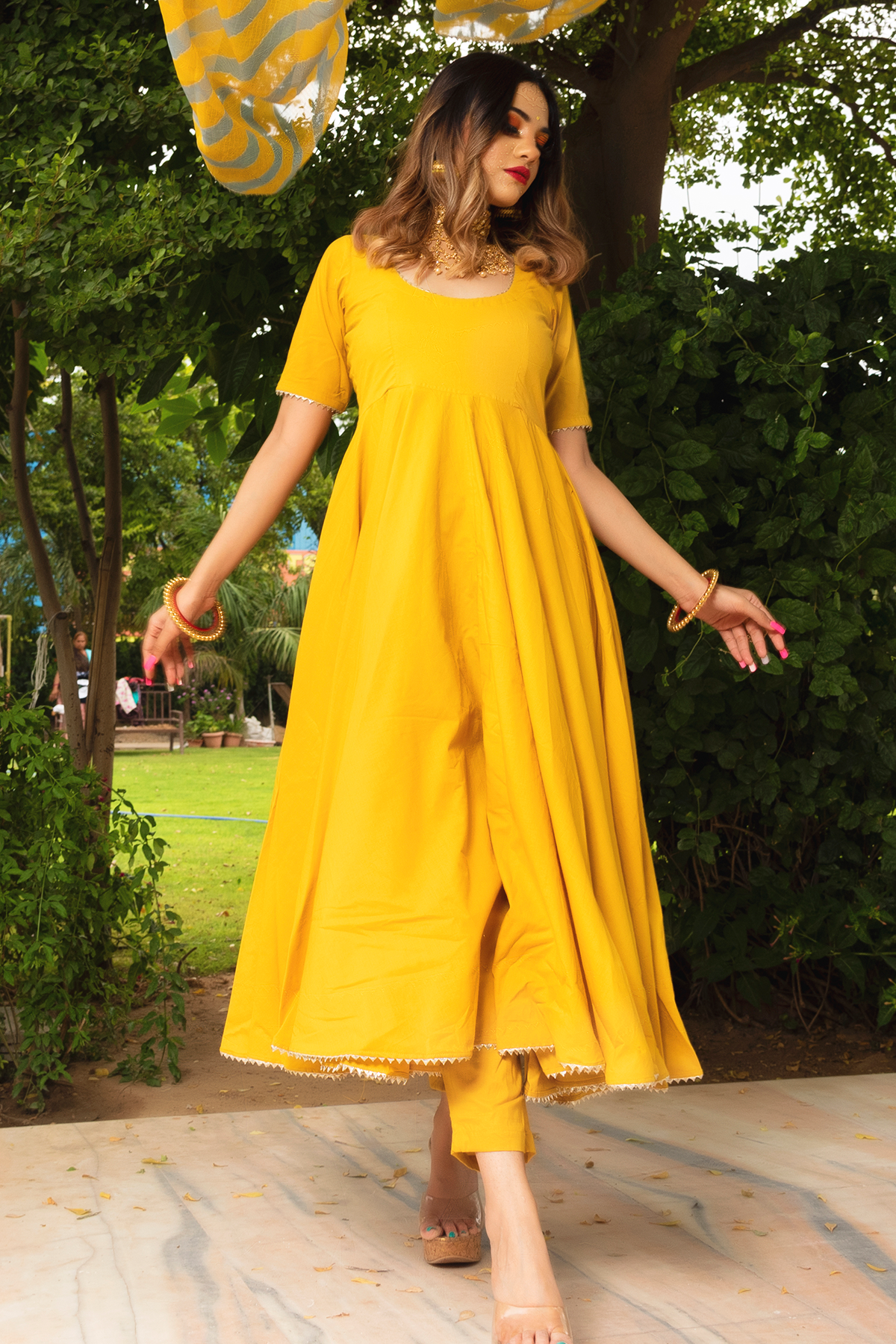 mustard yellow ethnic wear