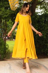 mustard yellow ethnic wear