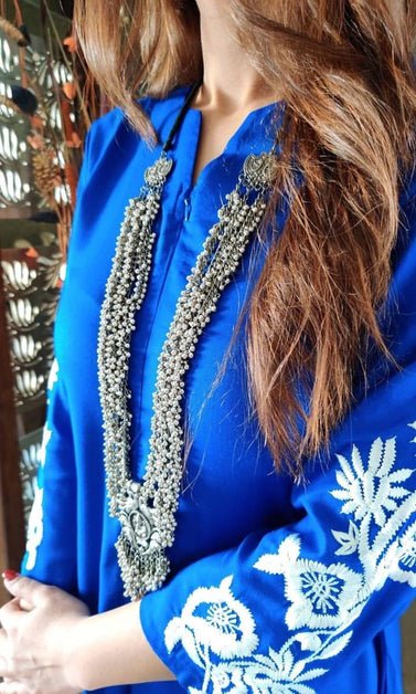 cotton jumpsuit with embroidered sleeves