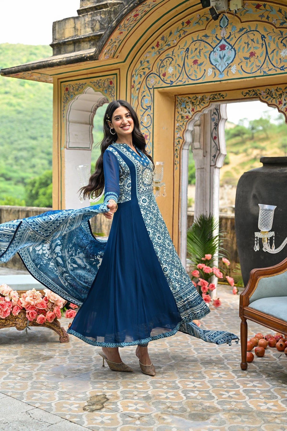 party wear royal blue suit for women
