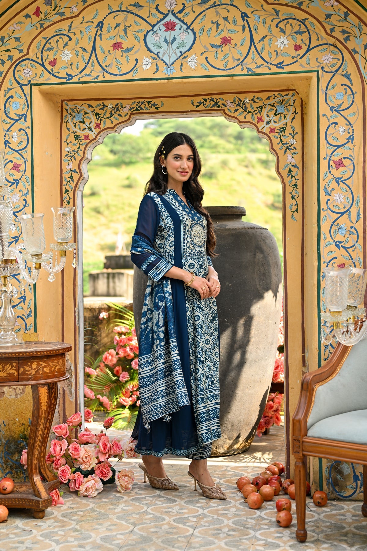 Indian ethnic wear in royal blue color