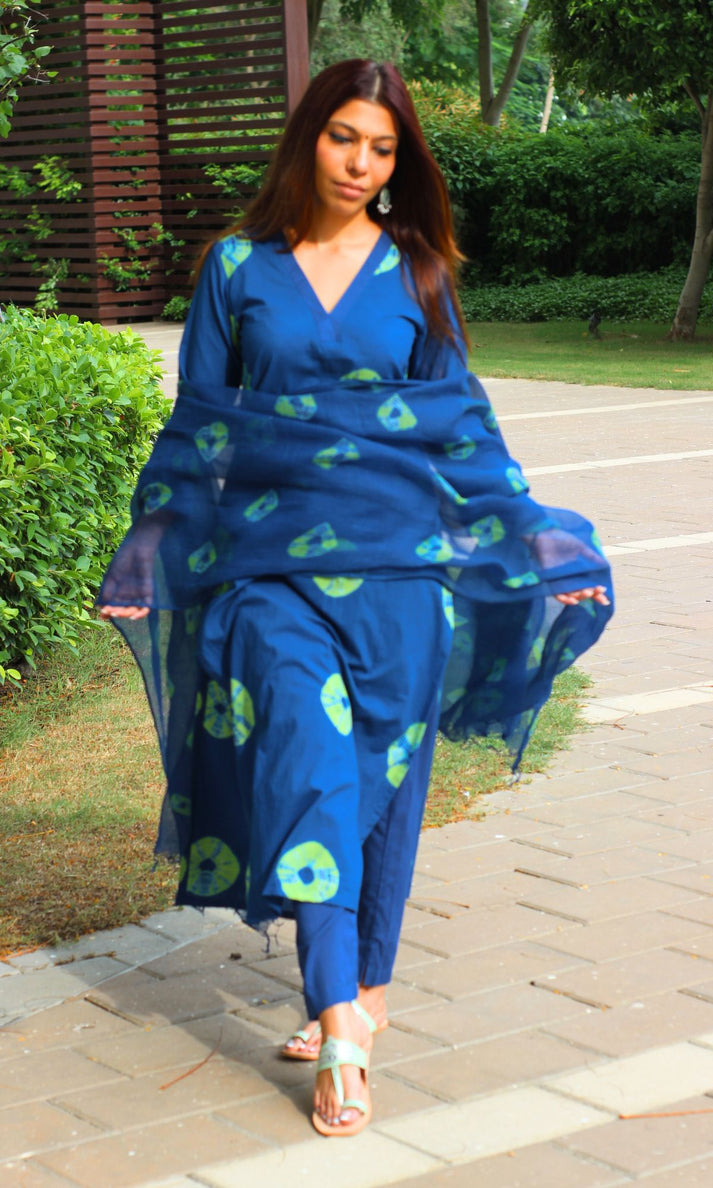 Handblock printed cotton suit