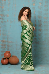 Royal Green Handloom Khaddi Georgette Saree
