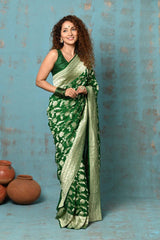 Royal Green Handloom Khaddi Georgette Saree