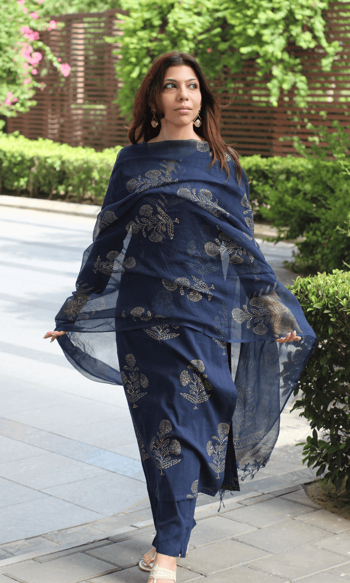 Handblock printed suit set