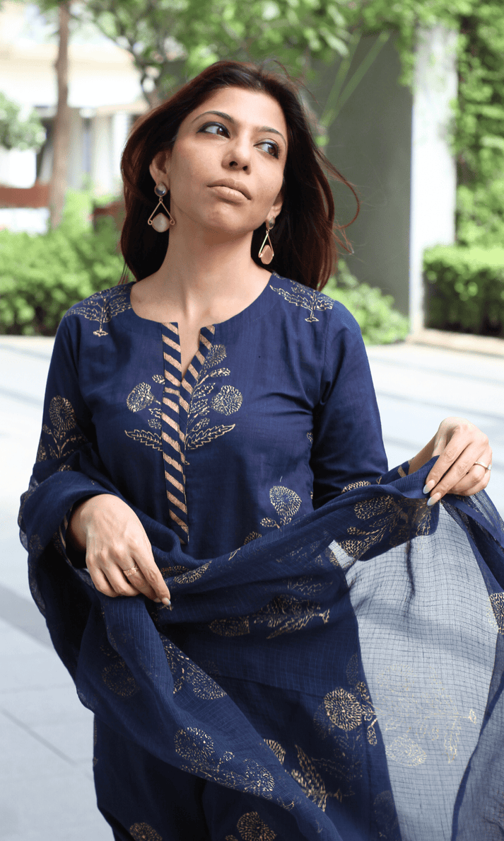 Kota Doria dupatta suit
