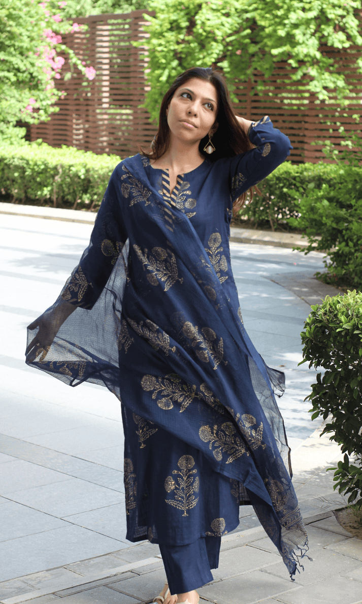 Kota Doria dupatta suit
