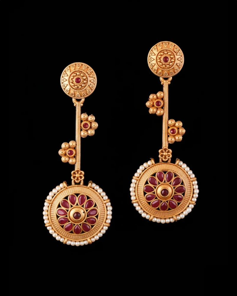 Ruby Rohan Designer Brass-Look Earrings