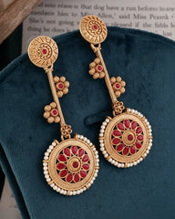 Ruby Rohan Designer Brass-Look Earrings