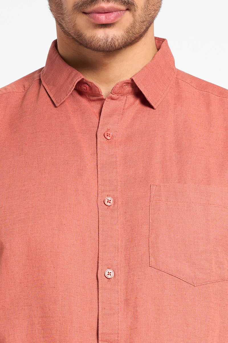 Rust color cotton shirt for men