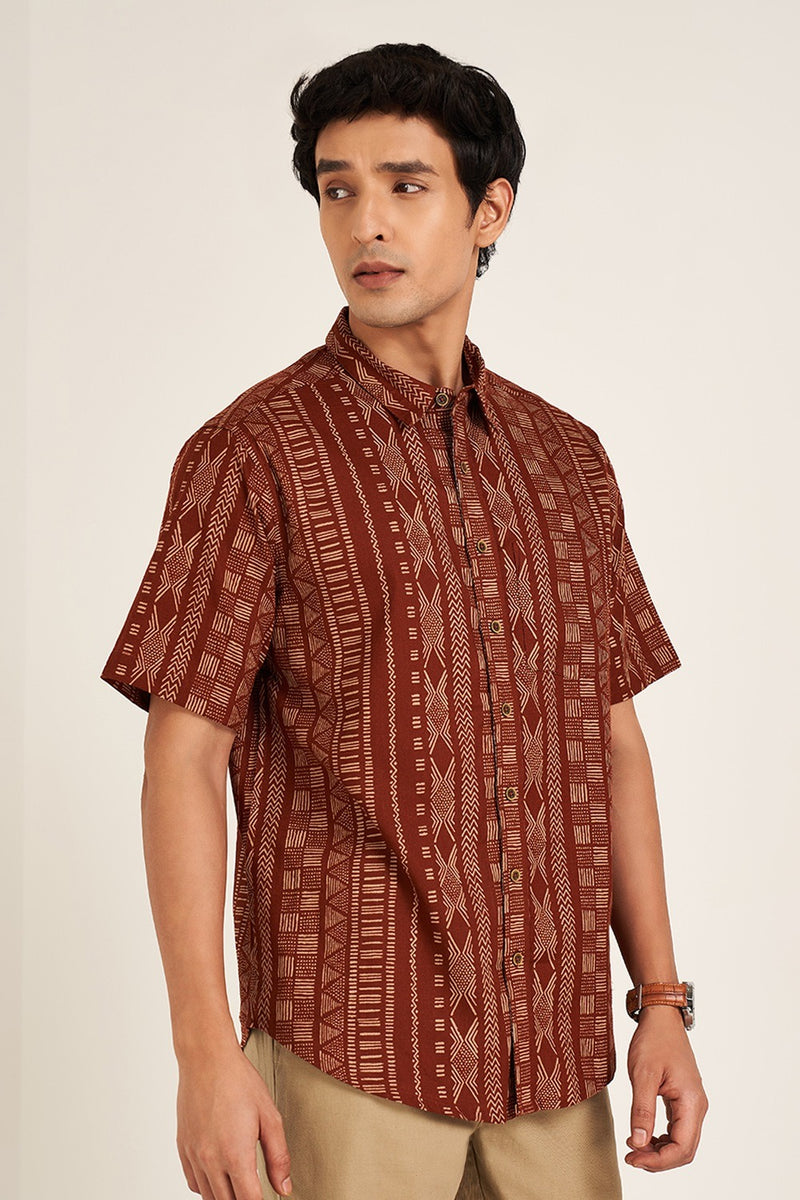 Printed cotton shirt men