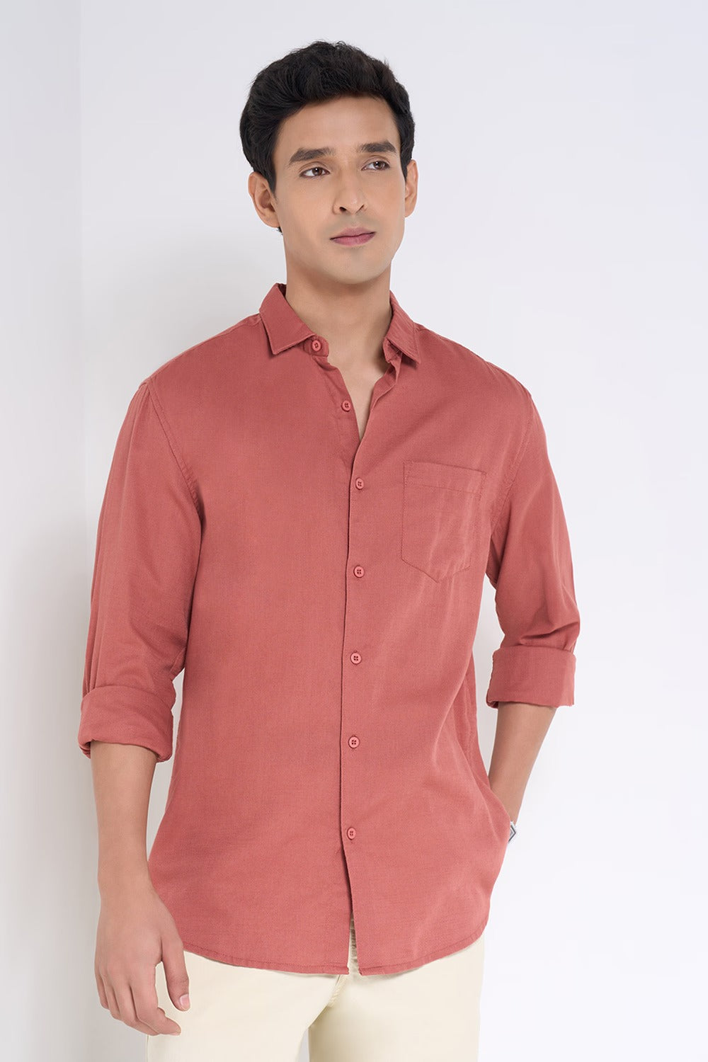 Men’s beige cotton shirt