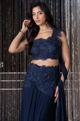 Dark Blue Imported Embellished Skirt Set