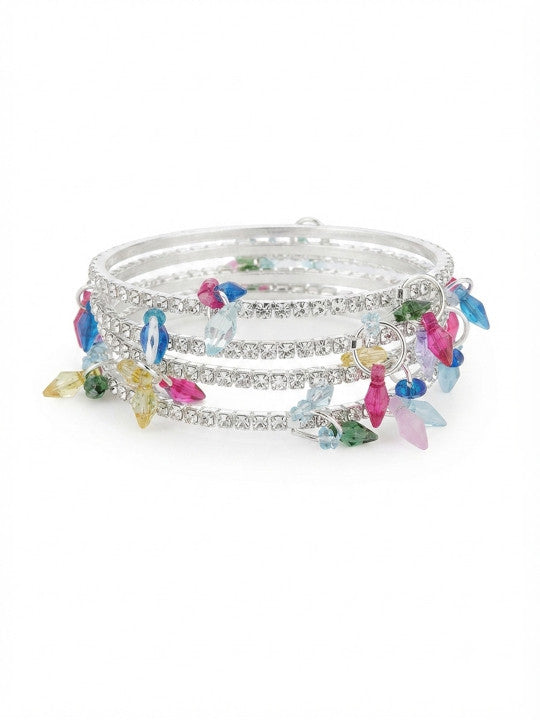 Gold-Plated Stone Studded & Beaded Bangles