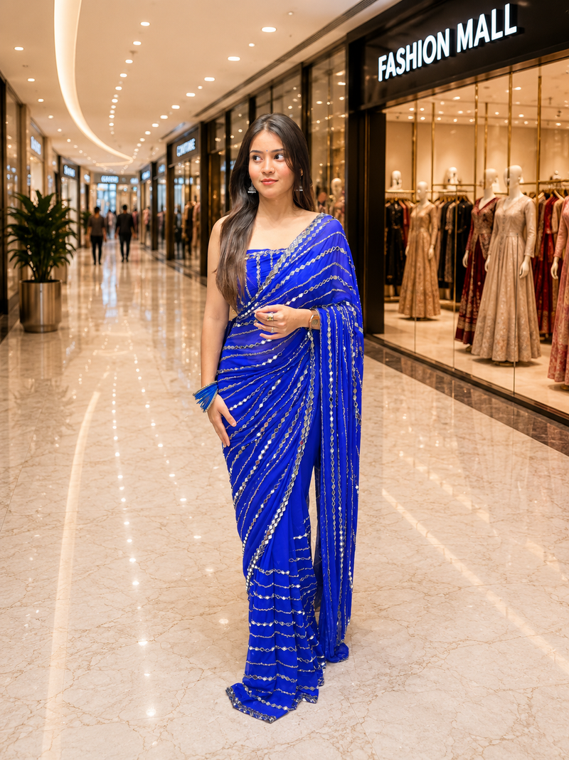 Premium Bandhej Handwork Pure Chiffon Saree