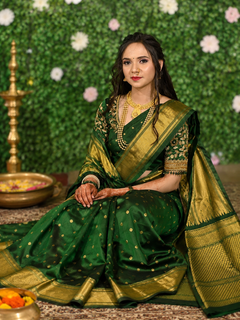 Kalanjali  Pure Silk Paithani Saree with Golden Zari Border