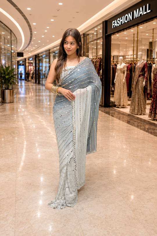 Premium Bandhej Handwork Pure Chiffon Saree