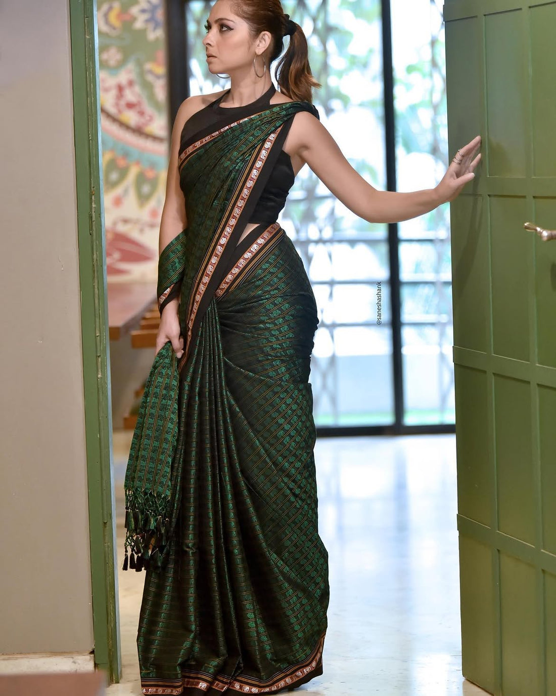 Emerald Haathi Khun Massara Saree