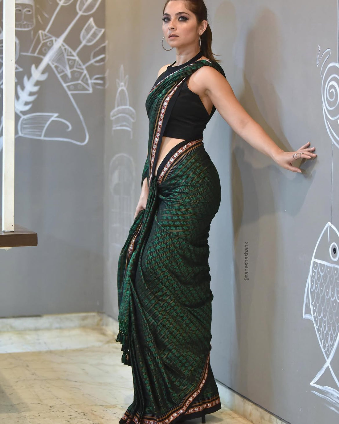 Emerald Haathi Khun Massara Saree