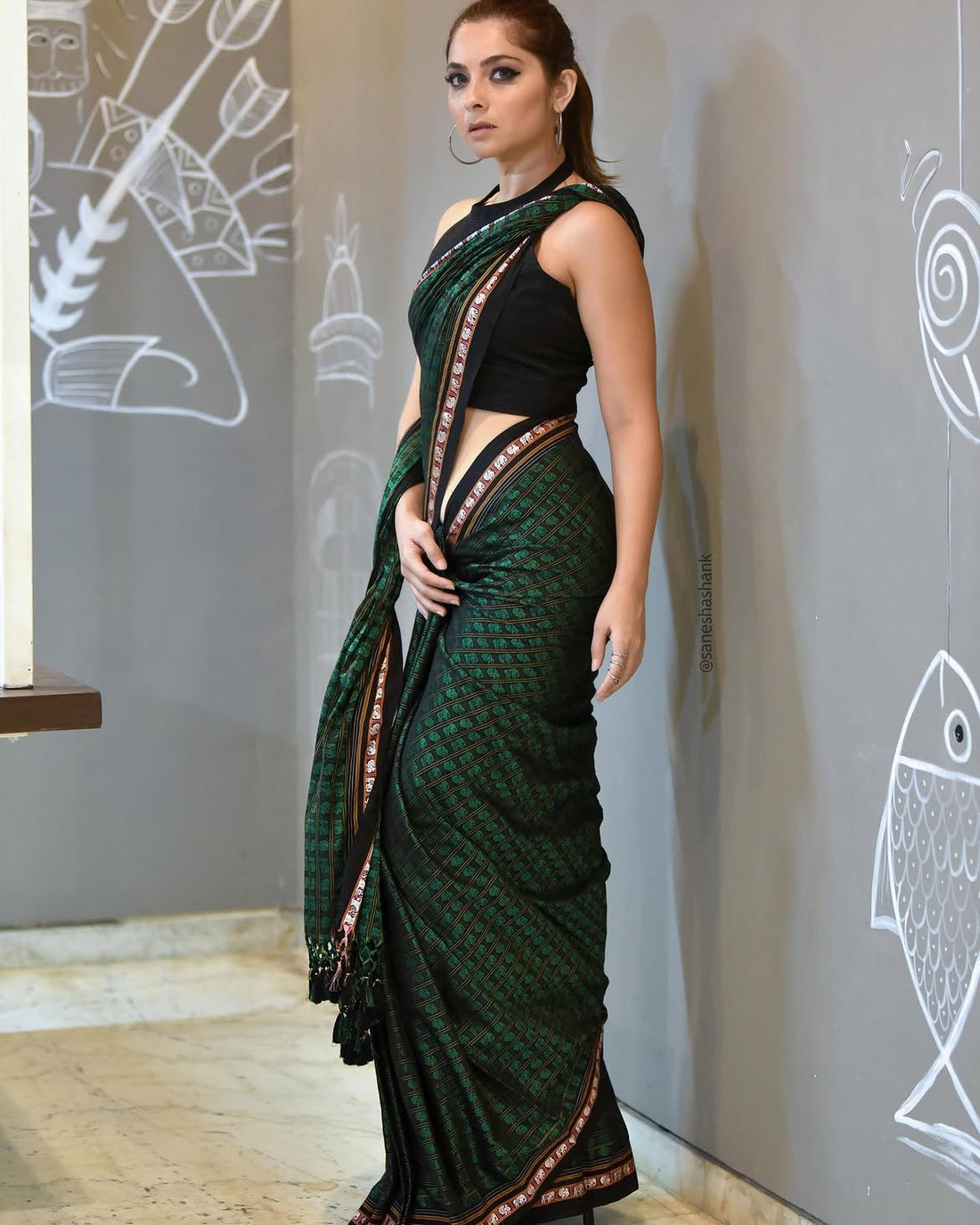 Emerald Haathi Khun Massara Saree