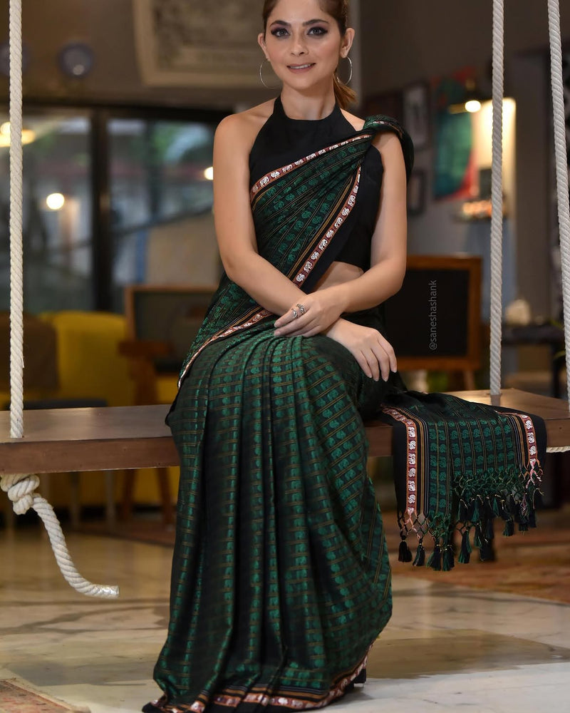 Emerald Haathi Khun Massara Saree