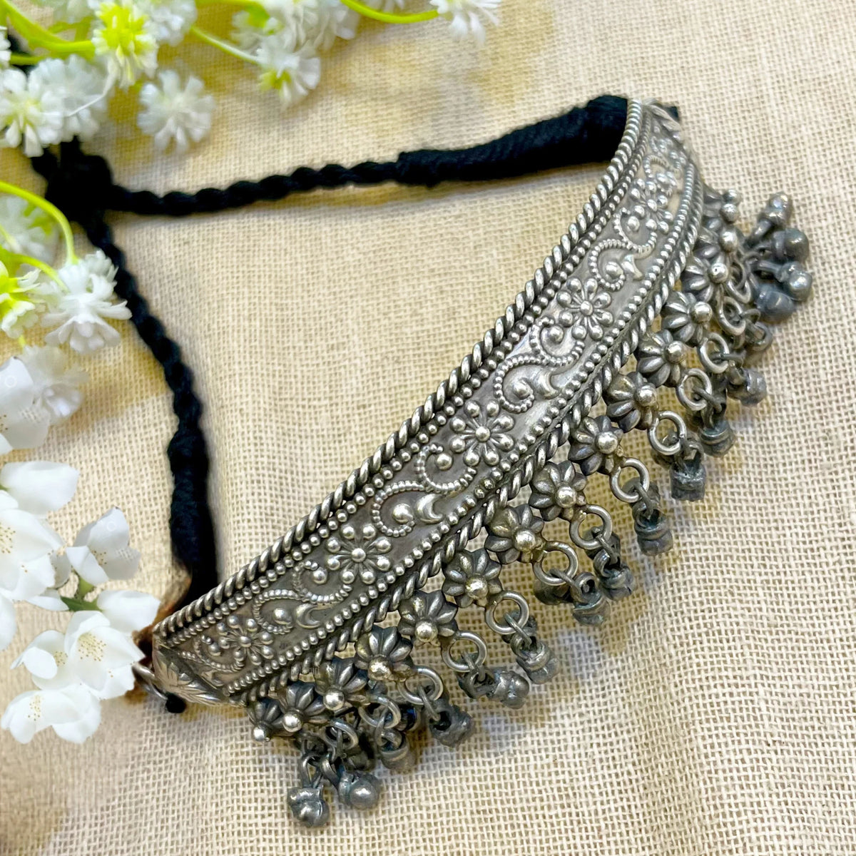 Oxidized Silver Look Brass Choker