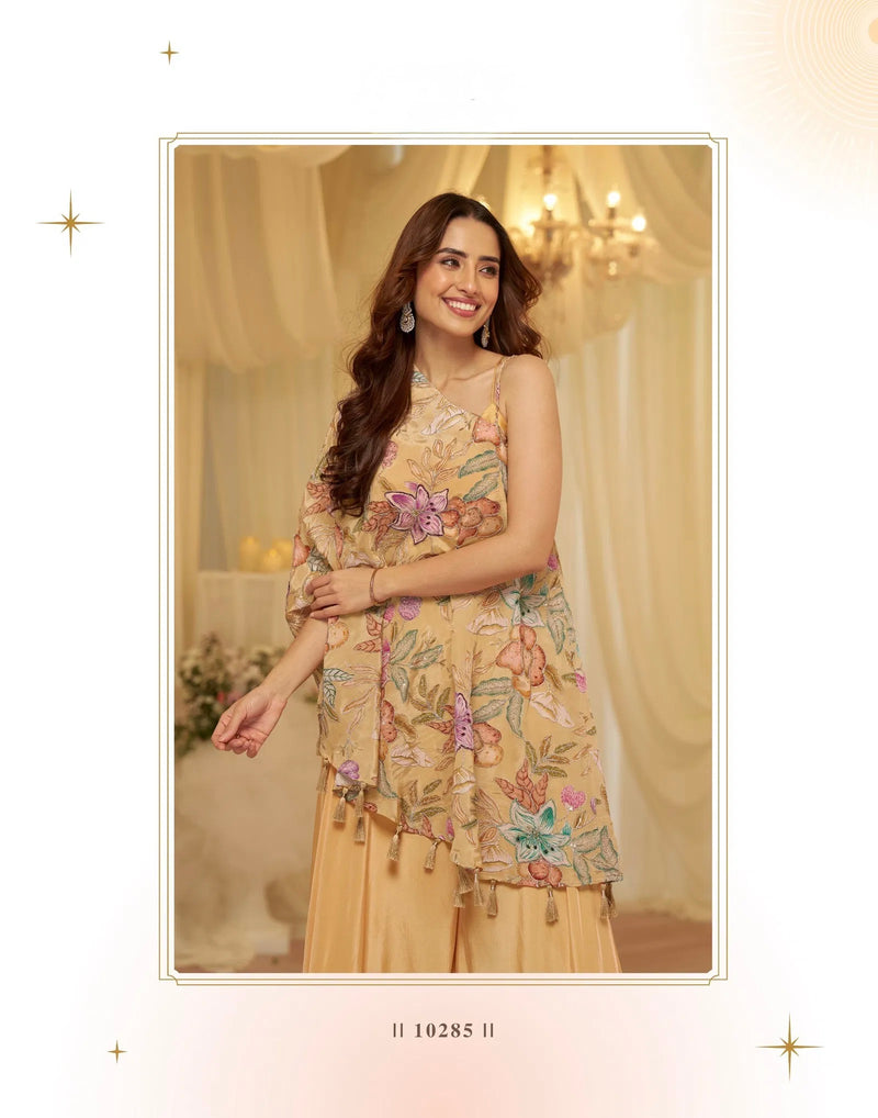 Viscose With Embroidered Designer Top And Bottom - indo western by Reet Lifesstyle