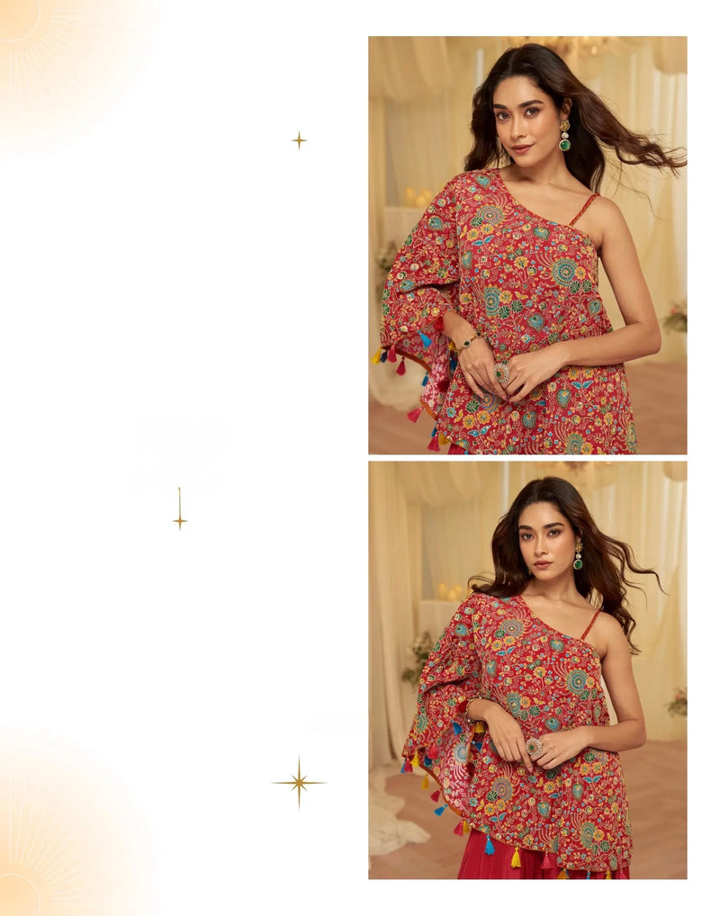 Viscose With Embroidered Designer Top And Bottom - indo western by Reet Lifesstyle