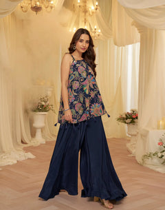 Viscose With Embroidered Designer Top And Bottom - indo western by Reet Lifesstyle