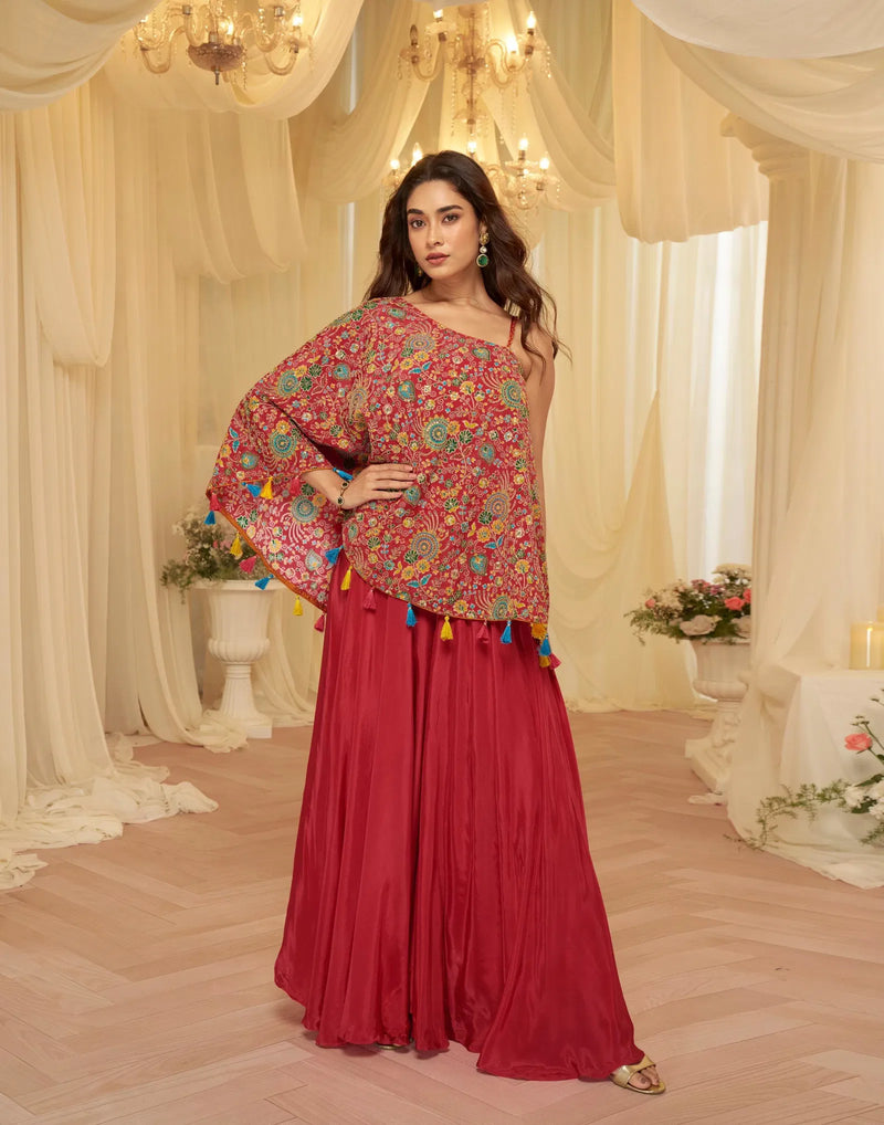 Viscose With Embroidered Designer Top And Bottom - indo western by Reet Lifesstyle