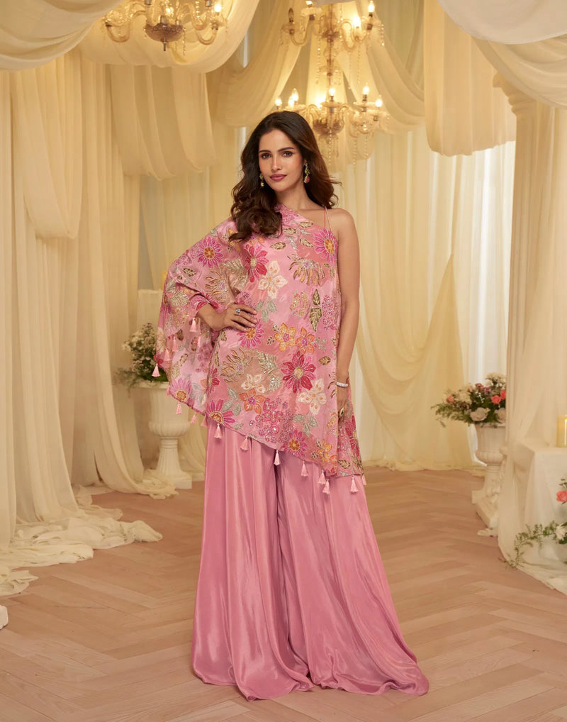 Viscose With Embroidered Designer Top And Bottom - indo western by Reet Lifesstyle