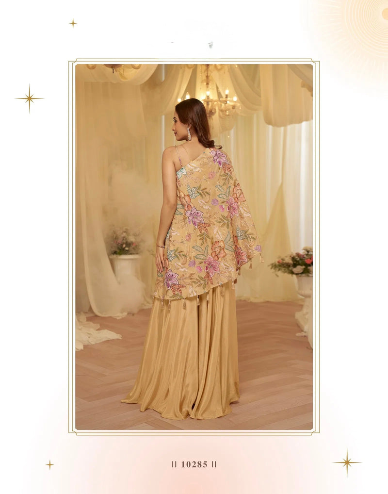 Viscose With Embroidered Designer Top And Bottom - indo western by Reet Lifesstyle