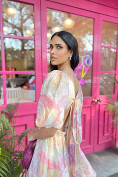 printed chanderi cotton dress