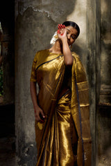 Shikhara Gold Handwoven Tissue Saree