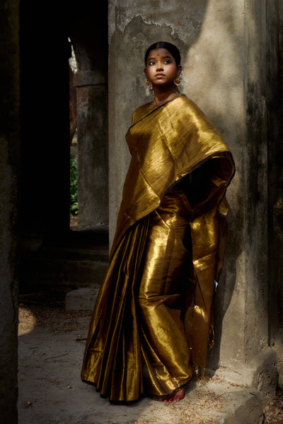Shikhara Gold Handwoven Tissue Saree