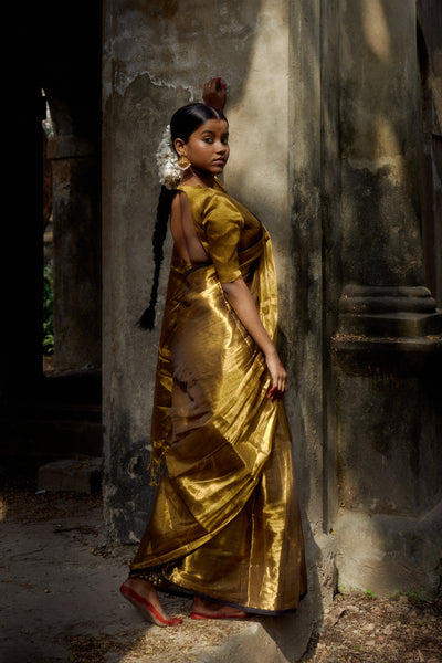 Shikhara Gold Handwoven Tissue Saree