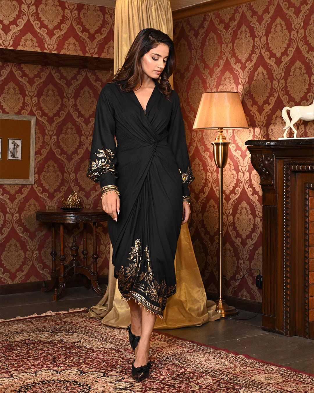 Soft Rayon Foil Luxe Shirt Dress