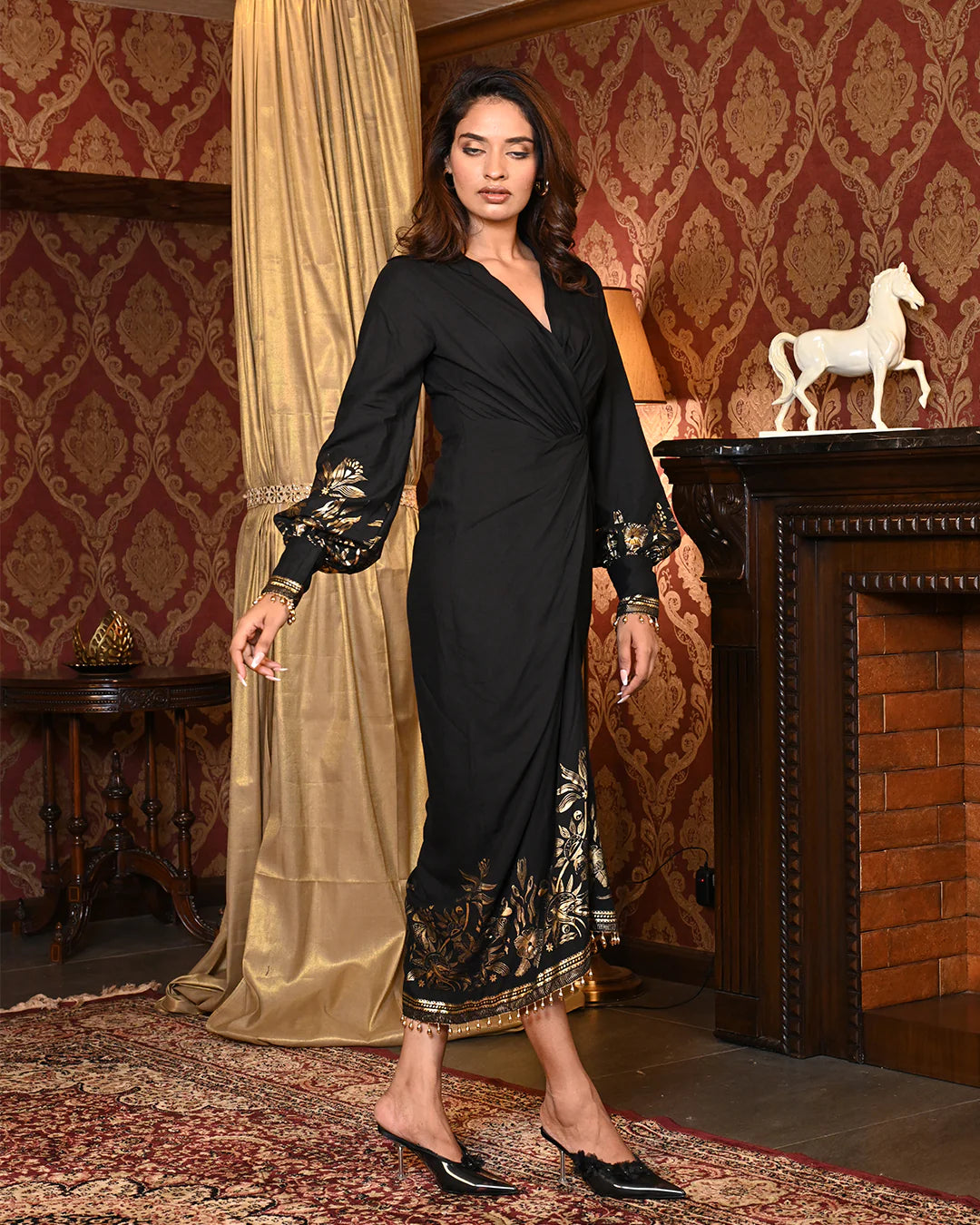 Soft Rayon Foil Luxe Shirt Dress