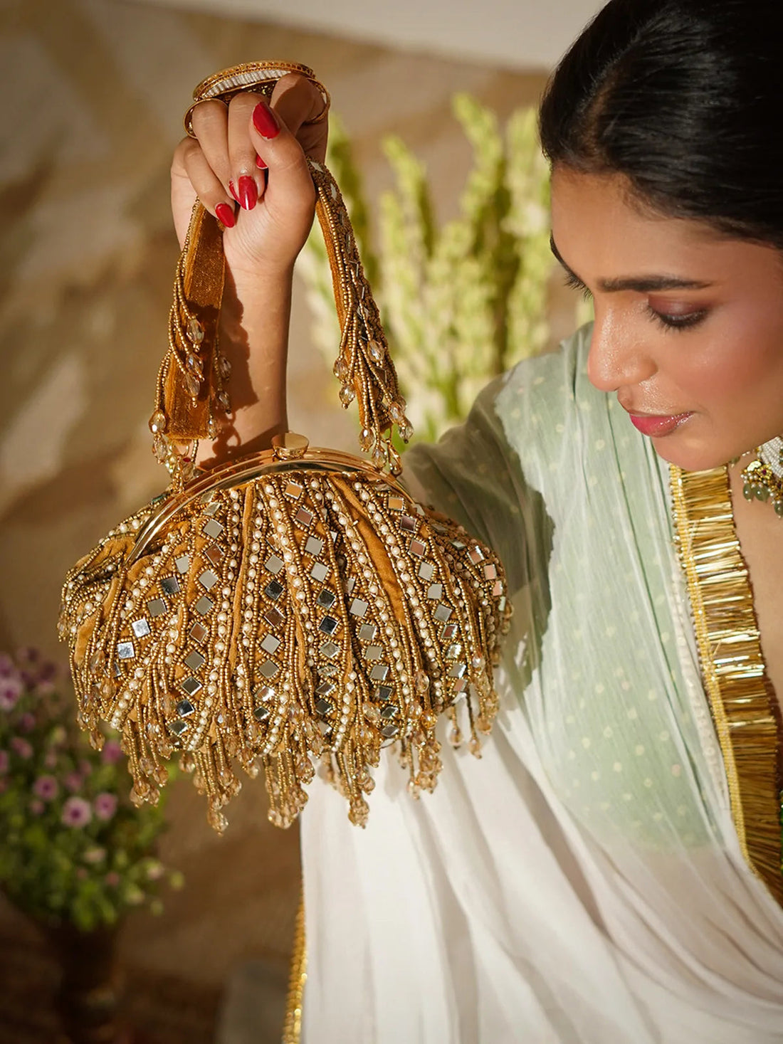 Sheesh Mahal Green Potli Bag