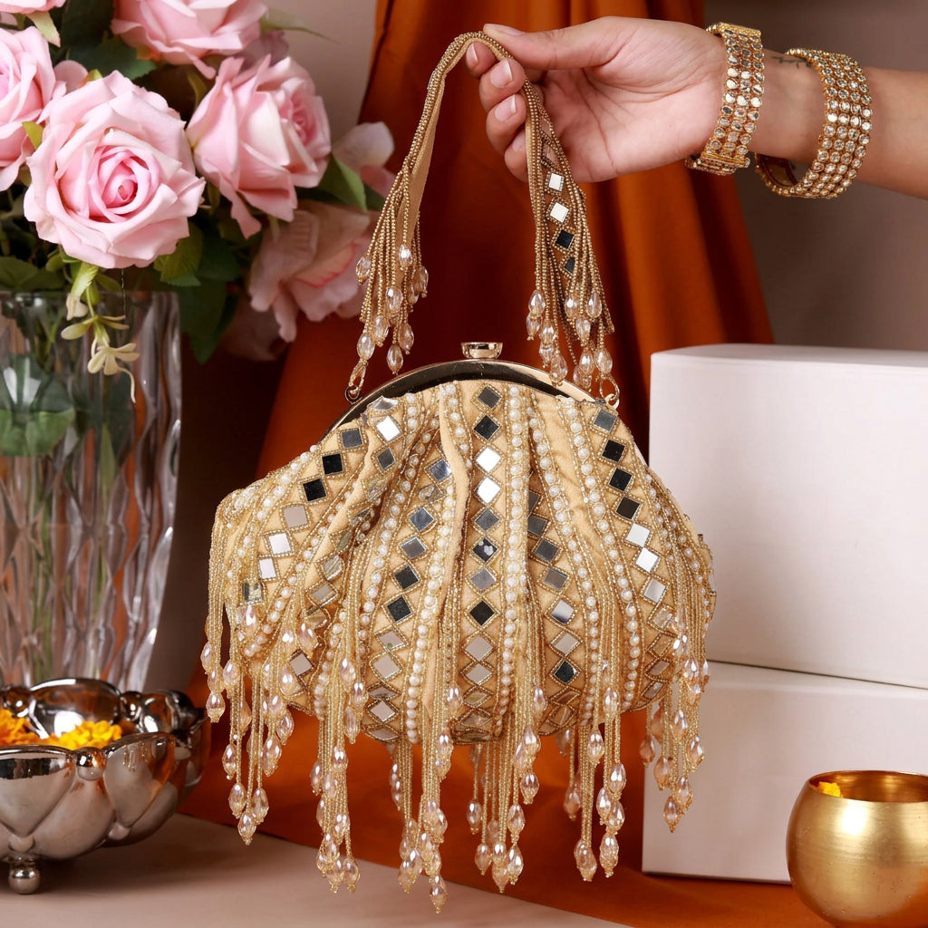 Sheesh Mahal Green Potli Bag